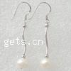 Freshwater Pearl Drop Earring, sterling silver earring hook, plated 40mm .57 Inch 