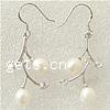 Freshwater Pearl Drop Earring, sterling silver earring hook, white Inch 