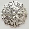 Zinc Alloy Flat Round Pendants, Flower, plated Approx 2mm 