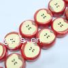 Brushwork Porcelain Beads, Coin, red 