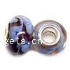 Europeo Style Lampwork Setling Silver Double Core Beads,With 925 Stamp, Rondelle, 10x14mm, Hole:Approx 4.5MM, Sold by PC