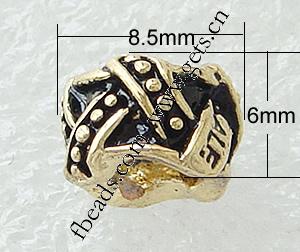 Abalorios Estilo Europeo de Aleación de Zinc, Tubo, chapado, sin rosca, más colores para la opción, 8.5x6mm, agujero:aproximado 4.2-4.5mm, Vendido por UD