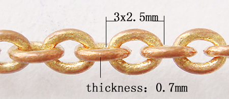 Messing ovale Kette, handgemacht, Oval-Kette & Korea importiert, keine, frei von Kadmium, 3x2.5x0.7mm, 100m/Strang, verkauft von Strang