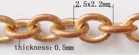 Cadena Ovalada de Metal, hecho a mano, Importado de Corea de Sur, más colores para la opción, libre de cadmio, 2.5x2.2x0.5mm, 100m/Sarta, Vendido por Sarta