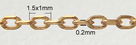 Messing ovale Kette, handgemacht, Oval-Kette & Korea importiert, keine, frei von Blei & Kadmium, 1.5x1x0.2mm, 100m/Strang, verkauft von Strang