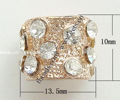 Strass Zink Legierung Europa Perlen, Zinklegierung, Rohr, plattiert, ohne troll & mit Strass, keine, 13.5x10mm, Bohrung:ca. 6mm, verkauft von PC