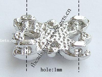 Connecteur en alliage zinc à stras, alliage de zinc, fleur, Placage, épaisseur de bordé plus de 3μm & avec strass, plus de couleurs à choisir, 16x10.5x3mm, Trou:Environ 1mm, Vendu par PC