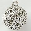 Zinc Alloy Hollow Pendants, Round, plated nickel, lead & cadmium free Approx 3mm 