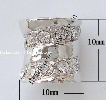 grano Europeo de aleación Zinc con diamante, aleación de zinc, Tubo, chapado, enchapado grueso más que los 3μm & sin rosca & con diamantes de imitación, más colores para la opción, libre de níquel, plomo & cadmio, 10x10mm, agujero:aproximado 4.2-4.5mm, Vendido por UD