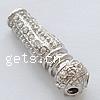 grano Europeo de aleación Zinc con diamante, aleación de zinc, Tubo, chapado, sin rosca & con diamantes de imitación, más colores para la opción, 29x8mm, agujero:aproximado 3.5mm, Vendido por UD