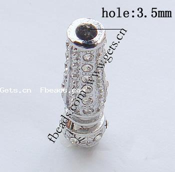 Strass Zink Legierung Europa Perlen, Zinklegierung, Rohr, plattiert, ohne troll & mit Strass, keine, 29x8mm, Bohrung:ca. 3.5mm, verkauft von PC