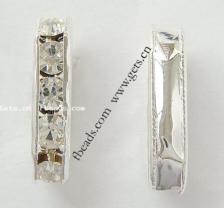 Mode Pont strass Spacer, laiton, rectangle, Placage, 3 brins & avec les strass de Moyen-Orient, plus de couleurs à choisir, 18x4mm, Trou:Environ 1.5mm, 300PC/sac, Vendu par sac