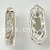 Moda Puente Rhinestone Spacer, metal, Rectángular, chapado, con diamantes de imitación de Mideast & 2-sarta, más colores para la opción, 15x4mm, agujero:aproximado 1mm, 500PCs/Bolsa, Vendido por Bolsa