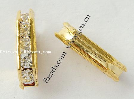 Mode Pont strass Spacer, laiton, rectangle, Placage, avec les strass de Moyen-Orient & 2 fils, plus de couleurs à choisir, 11x2.5mm, Trou:Environ 1mm, 500PC/sac, Vendu par sac