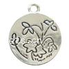 Zinc Alloy Flat Round Pendants, plated, with flower pattern cadmium free Approx 2mm, Approx 