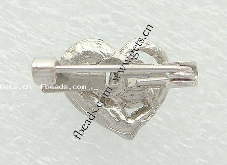 Mittlosten Strass Metall Legierung Brosche, Metallisches Legieren, Herz, plattiert, mit Strass von Nahost, keine, frei von Nickel, 11.5x10x5mm, verkauft von PC