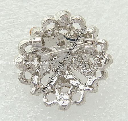 Mittlosten Strass Metall Legierung Brosche, Metallisches Legieren, Blume, plattiert, mit Strass von Nahost, keine, frei von Nickel, 24x24x5mm, verkauft von PC