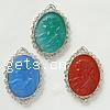 Gemstone Zinc Alloy Pendants, with Zinc Alloy, Oval 