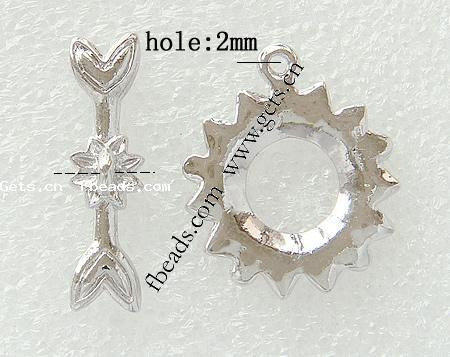 Zink Legierung Knebelverschluss, Zinklegierung, Blume, plattiert, mit Strass & Einzelstrang, keine, 21x21mm, 27.5x7mm, Bohrung:ca. 2mm, verkauft von setzen