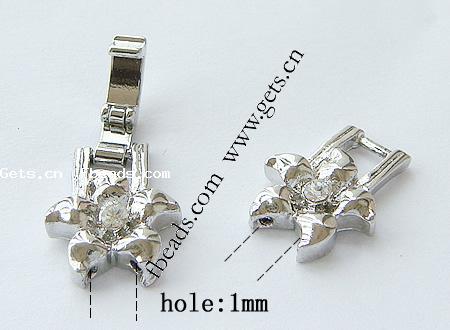 En alliage de zinc montre fermoir de la chaîne, fleur, Placage, avec strass, plus de couleurs à choisir, protéger l'environnement, sans nickel, plomb et cadmium, 38x13.5x4mm, Trou:Environ 1mm, Vendu par PC