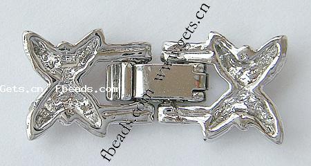 En alliage de zinc montre fermoir de la chaîne, fleur, Placage, avec strass, plus de couleurs à choisir, protéger l'environnement, sans nickel, plomb et cadmium, 27x11x4mm, Trou:Environ 1mm, Vendu par PC