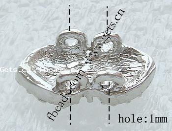 Rheinkiesel Zinklegierung Verbinder, plattiert, mit Strass, keine, frei von Nickel, Blei & Kadmium, 14x7mm, Bohrung:ca. 1mm, verkauft von PC