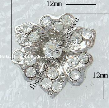 Connecteur en alliage zinc à stras, alliage de zinc, fleur, Plaquage normal, avec strass, plus de couleurs à choisir, 12x12x4mm, Trou:Environ 1mm, Vendu par PC