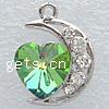 Zinc Alloy Rhinestone Pendants, Moon, plated, with rhinestone Approx 1mm 