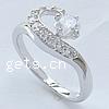 Cubic Zirconia Sterling Silver Finger Ring, 925 Sterling Silver, plated, with cubic zirconia Approx 17mm, US Ring .5 