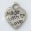 Zinc Alloy Heart Pendants, plated cadmium free Approx 2mm 