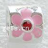 Enamel Zinc Alloy European Beads, Cube, plated, without troll & large hole Approx 4mm 