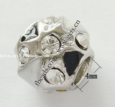 Emaille Zink Legierung Europa Perlen, Zinklegierung, Trommel, mit Strass & großes Loch, keine, 11.5x10mm, Bohrung:ca. 4mm, verkauft von PC