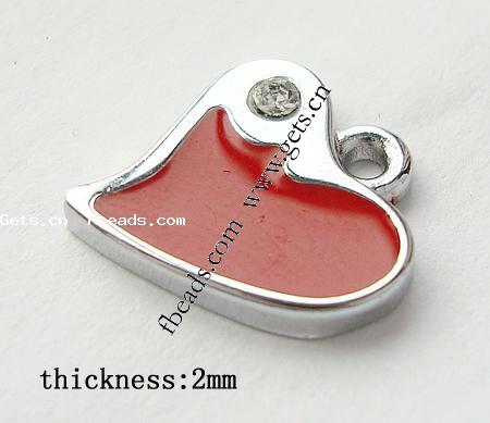 Zinc Alloy Enamel Pendants, Heart, plated, more colors for choice, 13x13x2mm, Hole:Approx 1.5mm, Sold By PC