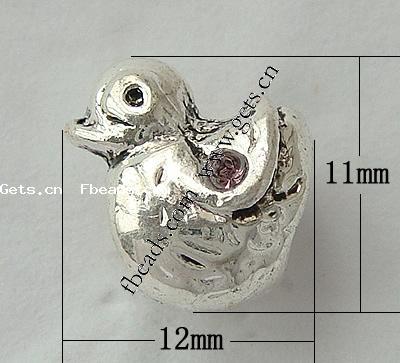 Zinc Alloy European Beads, Animal, plated, without troll, more colors for choice, 11X12X8.5mm, Hole:Approx 4mm, Sold By PC