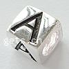 Perles European en argent sterling, argent sterling 925, cube, Placage, avec le motif de lettre & sans filetage, plus de couleurs à choisir Environ 5mm, Vendu par PC