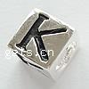 Perles European en argent sterling, argent sterling 925, cube, Placage, avec le motif de lettre & sans filetage, plus de couleurs à choisir Environ 5mm, Vendu par PC