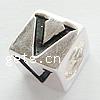 Perles European en argent sterling, argent sterling 925, cube, Placage, avec le motif de lettre & sans filetage, plus de couleurs à choisir Environ 5mm, Vendu par PC