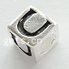 Perles European en argent sterling, argent sterling 925, cube, Placage, avec le motif de lettre & sans filetage, plus de couleurs à choisir Environ 5.5mm, Vendu par PC