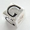 Perles European en argent sterling, argent sterling 925, cube, Placage, avec le motif de lettre & sans filetage, plus de couleurs à choisir Environ 5mm, Vendu par PC