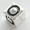 Perles European en argent sterling, argent sterling 925, cube, Placage, avec le motif de lettre & sans filetage, plus de couleurs à choisir Environ 5mm, Vendu par PC