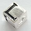 Perles European en argent sterling, argent sterling 925, cube, Placage, avec le motif de lettre & sans filetage, plus de couleurs à choisir Environ 5mm, Vendu par PC