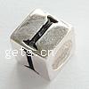 Perles European en argent sterling, argent sterling 925, cube, Placage, avec le motif de lettre & sans filetage, plus de couleurs à choisir Environ 5mm, Vendu par PC