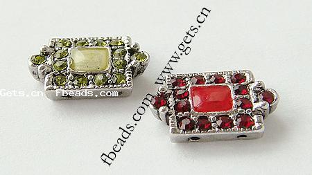 Barra separadora de diamantes de imitación, con aleación de zinc, Rectángular, chapado, 2-sarta, más colores para la opción, libre de níquel, 10.5x16x3.5mm, agujero:aproximado 1mm, Vendido por UD