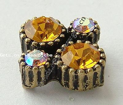 Rhinestone Zinc Alloy Connector, plated, faceted & with rhinestone, more colors for choice, 10x10x5mm, Hole:Approx 1mm, Sold By PC