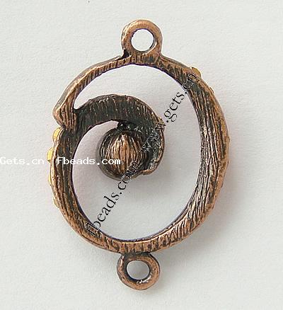 Rheinkiesel Zinklegierung Verbinder, oval, plattiert, mit Strass, keine, 18x17x5mm, Bohrung:ca. 2mm, verkauft von PC