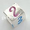 Émail Zinc Alloy European Beads, alliage de zinc, cube, sans filetage & émail & grand trou, plus de couleurs à choisir Environ 6mm, Vendu par PC