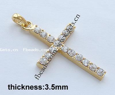 Zinc Alloy Cross Pendants, plated, with rhinestone, more colors for choice, 42.5x27x3.5mm, Hole:Approx 3.5mm, Sold By PC