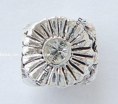 Strass Zink Legierung Europa Perlen, Zinklegierung, Blume, plattiert, ohne troll & mit Strass, keine, 9x8.5mm, Bohrung:ca. 4mm, verkauft von PC