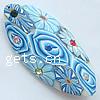 Polymer Clay Jewelry Pendants, Oval, with flower pattern & with rhinestone Approx 1mm 