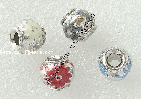 Gota de Europeo de aleación de zinc con esmalte, Tambor, chapado, sin rosca & agujero largo, más colores para la opción, 13x11mm, agujero:aproximado 5mm, Vendido por UD